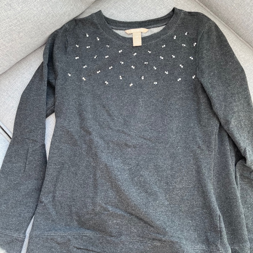 Banana Republic grey sweater with beads size S petite